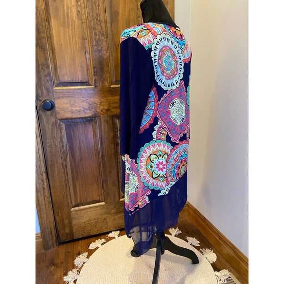 G Dress in Gaudy Asymmetrical Women’s Stretch Ruffle Sheer Sz ?Large Tunic Top - Picture 6 of 11